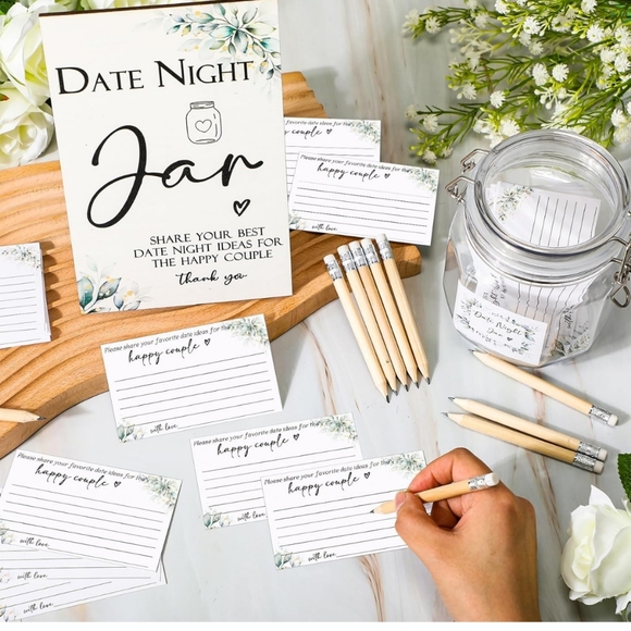 114 pcs bridal shower games include date night jar wooden sign 100 cards (30) - Picture 6 of 7